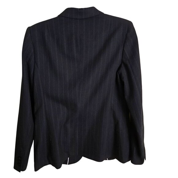 Banana Republic Navy Pinstripe Career Suiting Gray Blazer  Size 6 - Picture 3 of 8